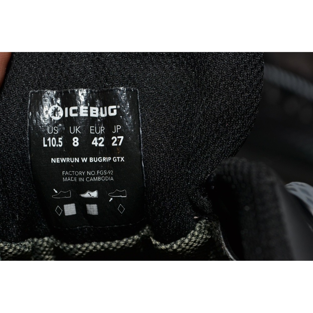 Icebug NewRun W BUGrip GTX Shoes‎ Womens Size 10.5 Black Gore-Tex Spikes Running - Picture 16 of 16